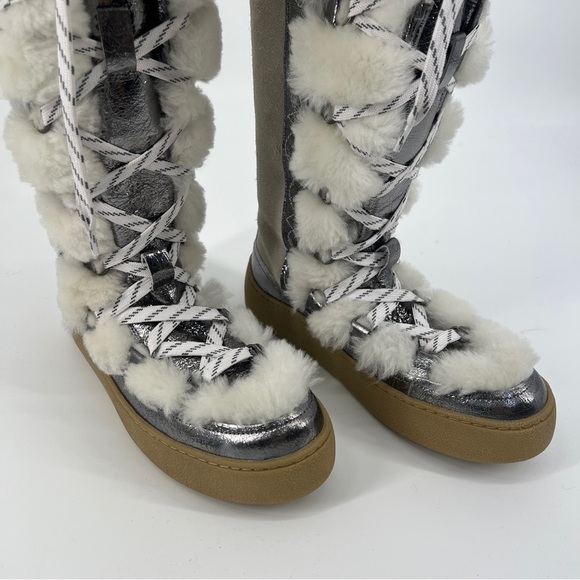 Free People Wilder Mukluk Lace Up Bohemian Suede Shearling Tall Platform Boot 9 - Picture 8 of 14